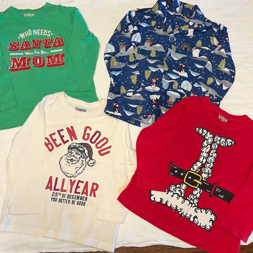 4t Toddler Christmas Shirt and Pajama Lot (2586)